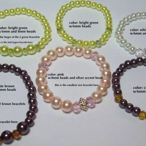 Faux Pearl Bracelet on stretchy cord with sparkly crystals  - Choice!